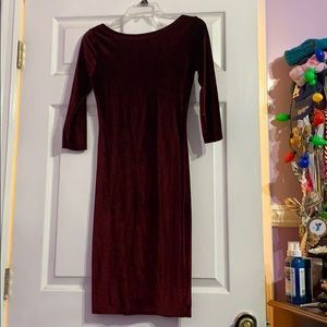 Red velvet bodycon dress